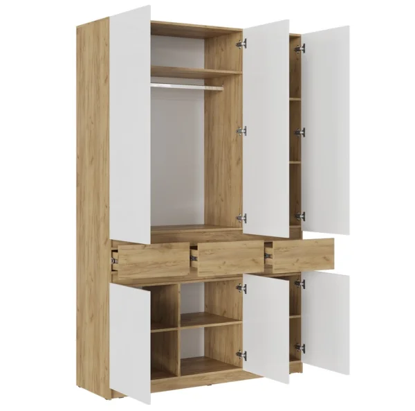 Шкаф Бостон ШК-002 дуб крафт золотой/белый глянец