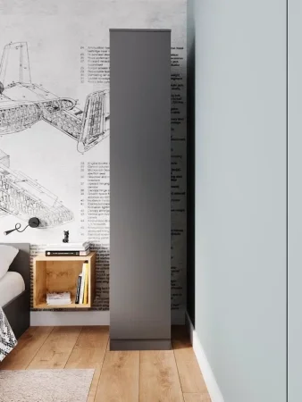 Шкаф однодверный с полками Мори МШ 400 графит