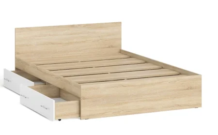 Кровать Мори с ящиками дуб сонома/белый