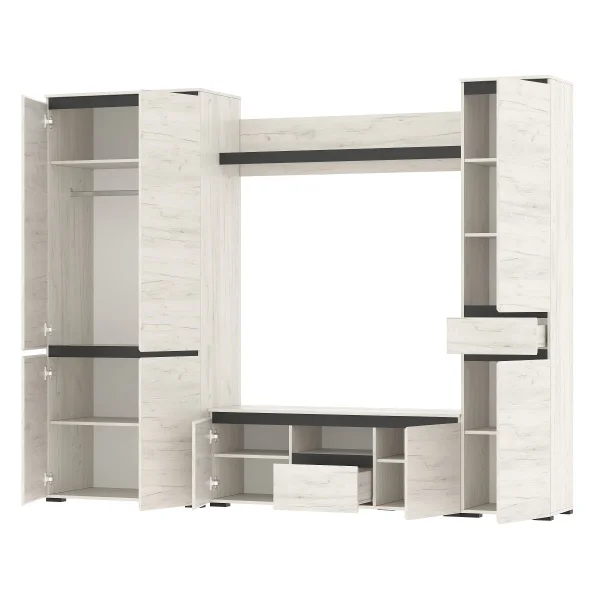 Тумба ТВ Гретта 2С1Я дуб крафт белый/антрацит