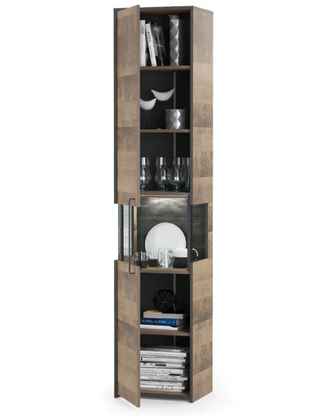 Шкаф-пенал с витриной Трувор 13.205 дуб гранж песочный/интра