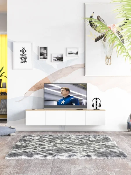 ТВ-тумба подвесная Сити-11 дуб сонома/белый