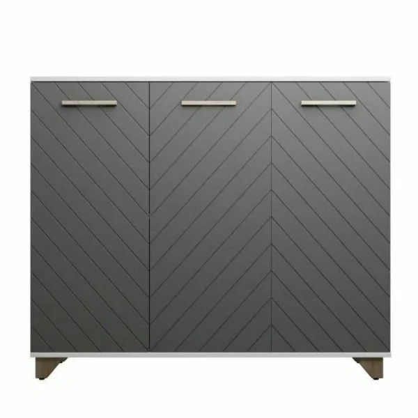 Комод Стокгольм белый/серый графит