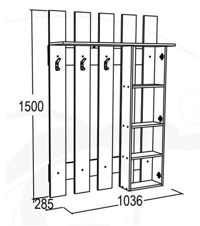 Вешалка с зеркалом Саша-9 дуб крафт белый