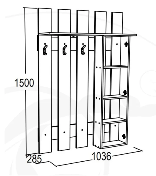 Вешалка с зеркалом Саша-9 ясень анкор светлый