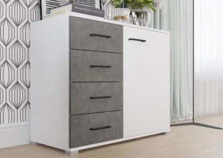 Комод Nova белый/бетон
