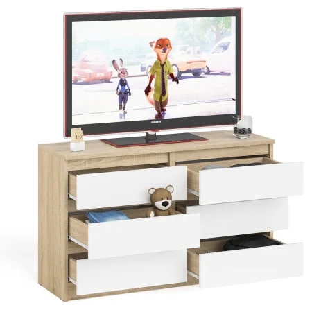 Широкий комод шесть ящиков МК 1200.6 дуб сонома/белый