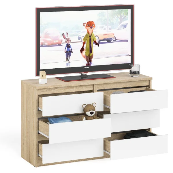 Широкий комод шесть ящиков МК 1200.6 дуб сонома/белый