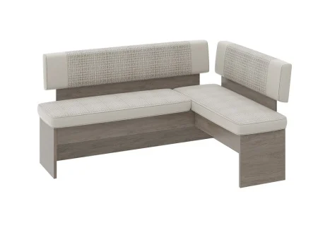Скамья угловая Дублин дуб сонома трюфель, кожзам светлый, ткань светлая