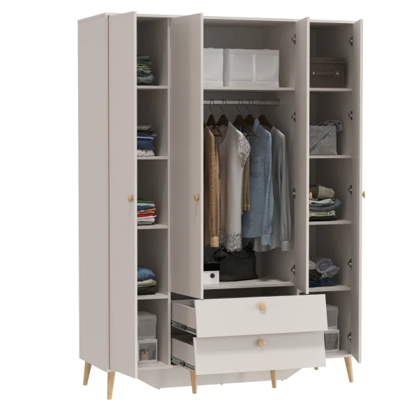 Шкаф 4-х дверный с двумя ящиками Афина 4-75930 кашемир серый