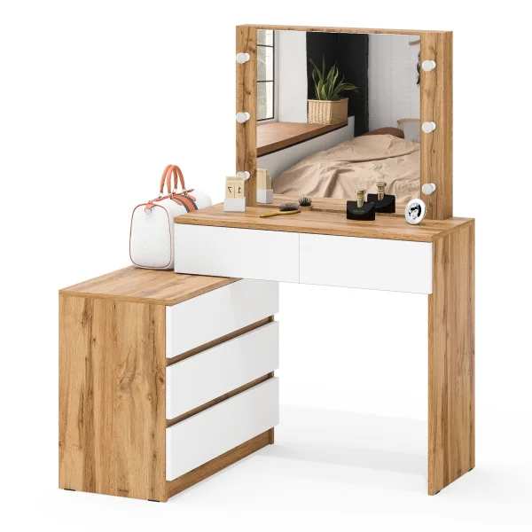 Стол косметический с подсветкой 110 дуб вотан/белый