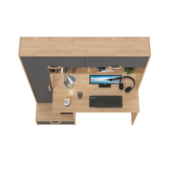 Стол письменный Лайт 03.243 гикори рокфорд натуральный/тёмно-серый