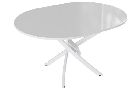 Стол обеденный Diamond тип 3 белый муар/белый глянец