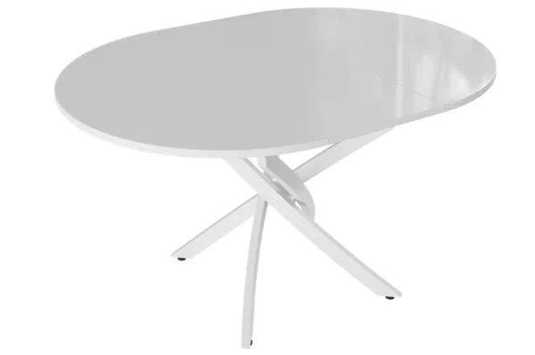 Стол обеденный Diamond тип 3 белый муар/белый глянец Стол обеденный Diamond тип 3 белый муар/белый глянец