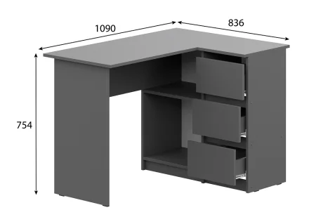 Стол угловой Денвер графит серый