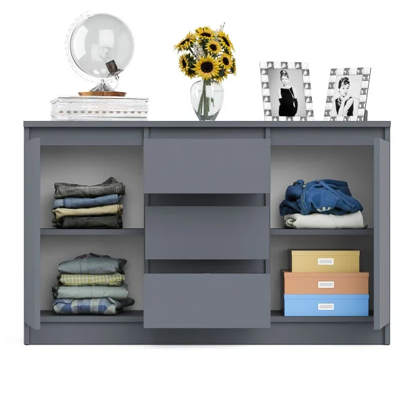 Комод-тумба три ящика и две дверки МК 1200.3 графит