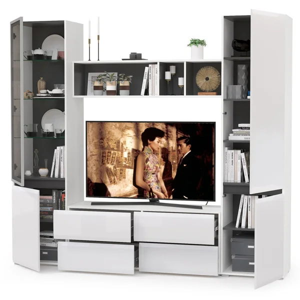 Модульная гостиная Сидней белый/белый глянец