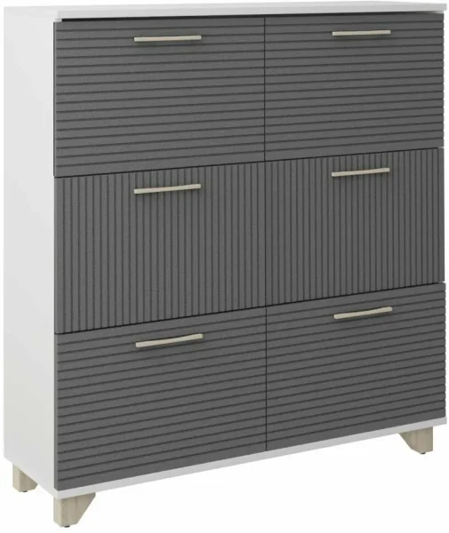 Обувница Копенгаген 6 ящиков белый/серый графит