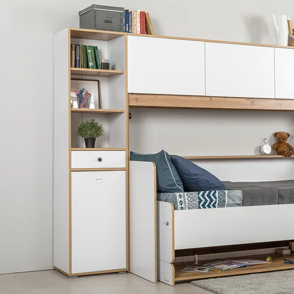 Стеллаж Вуди 13.146 белый премиум/дуб крафт золотой