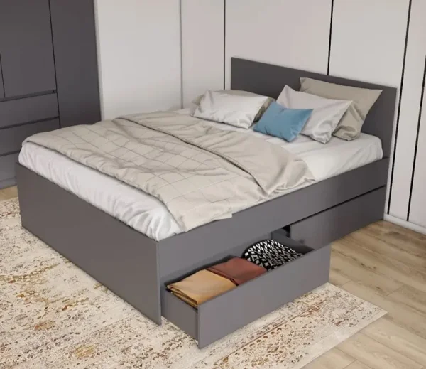 Кровать двуспальная Мори с ящиками КРМЯ 1600.1 графит