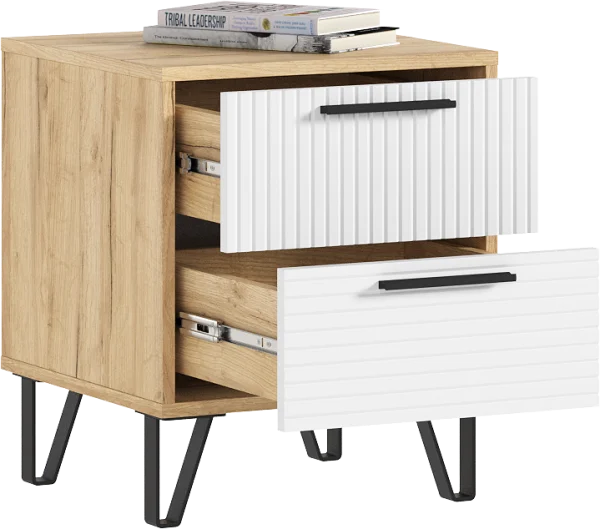 Тумбы прикроватные Флэш браш вайт/дуб крафт (2 шт)