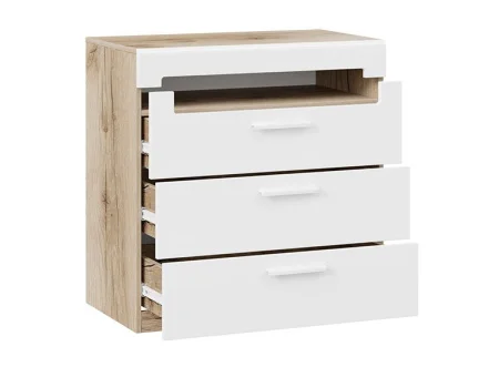 Комод с 3-мя ящиками Фьюжн дуб делано/белый глянец