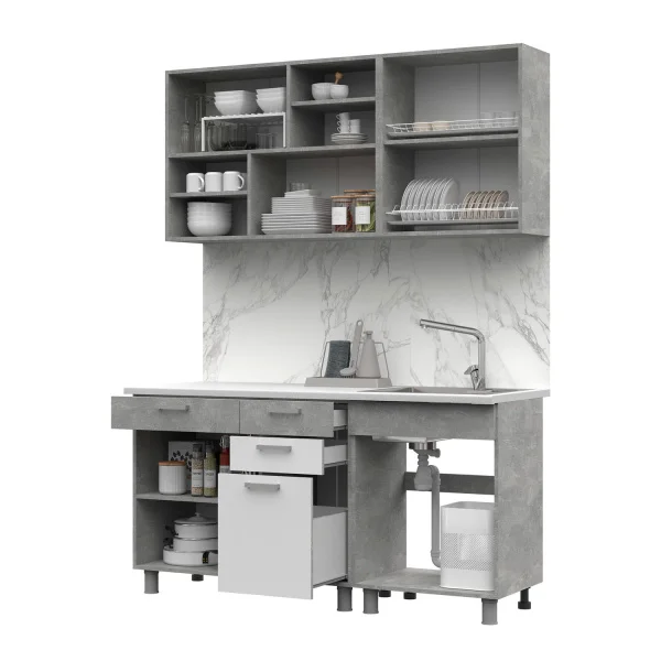 Кухня Денвер 1,6 белый/ателье светлое