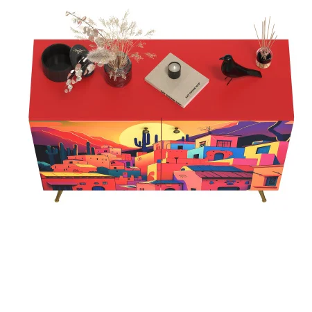 Комод Кармин 16.230.03 красный/белый шагрень