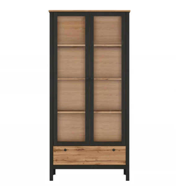 Шкаф-витрина Лофт REG2W1S дуб вотан/черный