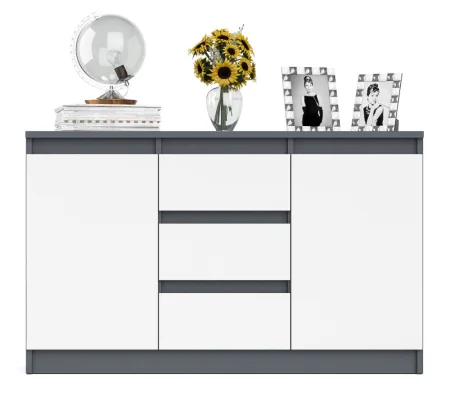 Комод-тумба три ящика и две дверки МК 1200.3 графит/белый