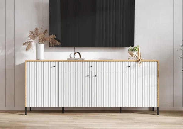 Комод Оливия (металл) дуб крафт/браш вайт