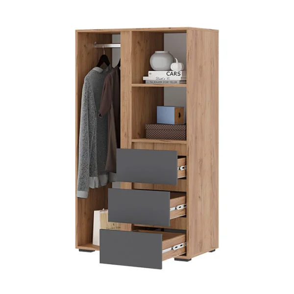 Шкаф Хелен ШК-03 серый графит/дуб крафт золото