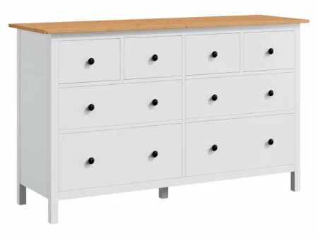 Комод 8 ящиков Кымор белый/светло-коричневый