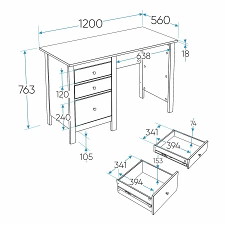 Стол письменный Сага серый