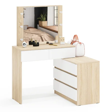 Стол косметический с подсветкой 110 дуб сонома/белый