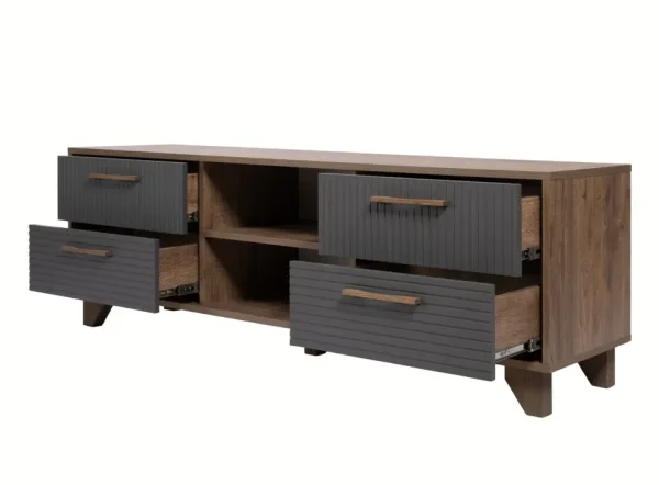 Тумба под ТВ с нишей Копенгаген дуб самдал/серый графит