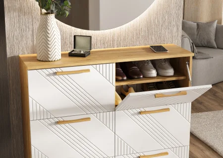 Обувница Ирис 1000 браш вайт/дуб крафт