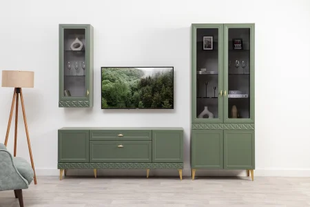 Тумба ТВ Марион 16.167 дымчатый зеленый/олива шагрень