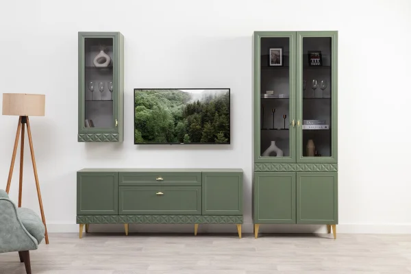 Тумба ТВ Марион 16.167 дымчатый зеленый/олива шагрень