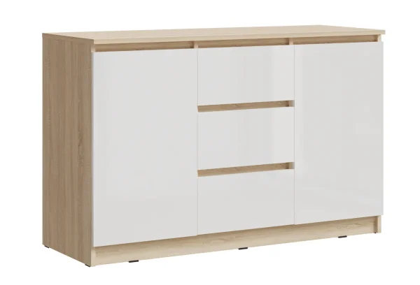 Комод Челси 1200 (2 двери 3 ящика) дуб сонома/белый глянец