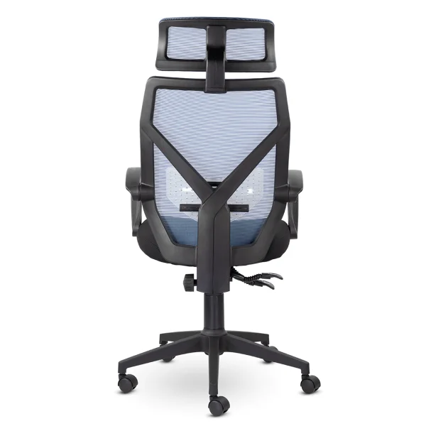 Кресло Астон М-711 Black с подголовником голубой/черный