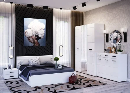 Кровать Нэнси New 1,6 белый/белый глянец