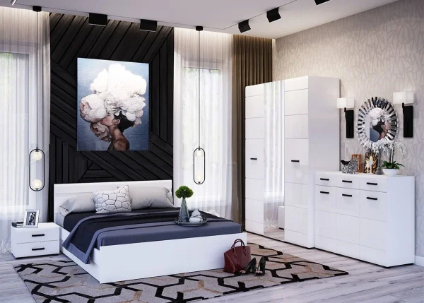 Кровать Нэнси New 1,6 белый/белый глянец