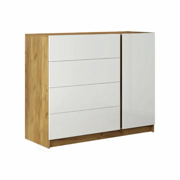 Комод Бостон КМ-001 дуб крафт золотой/белый глянец