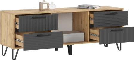 Тумба ТВ Флэш 1500 браш графит/дуб крафт