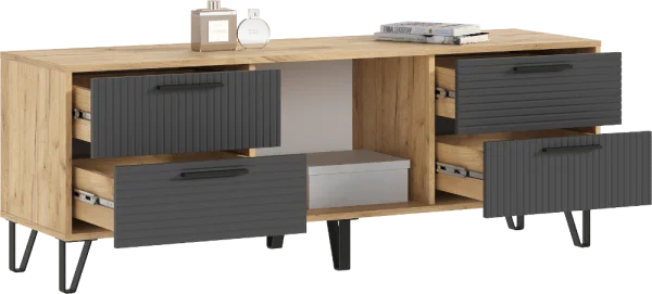 Тумба ТВ Флэш 1500 браш графит/дуб крафт