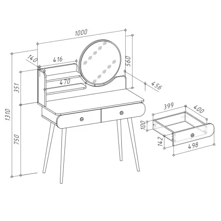 Трюмо 4-25914 дуб сонома/кашемир серый