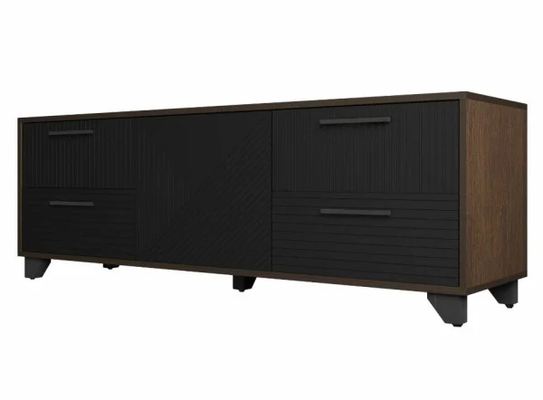 Тумба под ТВ со створкой Копенгаген венге/черный матовый