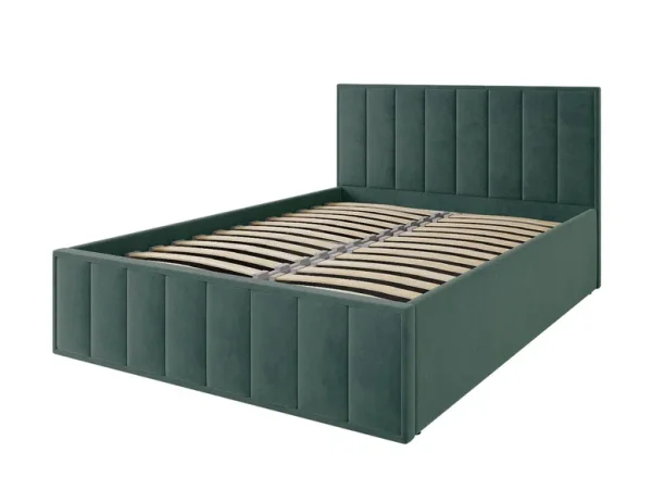 Кровать Лана 140х200 с подъемным механизмом, велюр зеленый софт