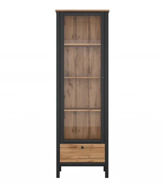 Витрина Лофт REG1W1S дуб вотан/черный